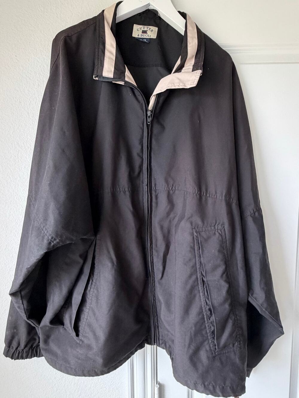 Cutter & Buck Mens XL Black/Tan Zip Up Windbreaker